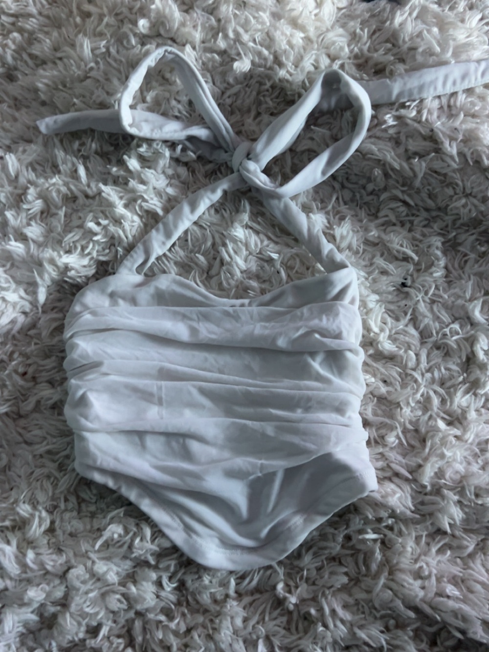 SHEIN White Ruched Halter Crop Top